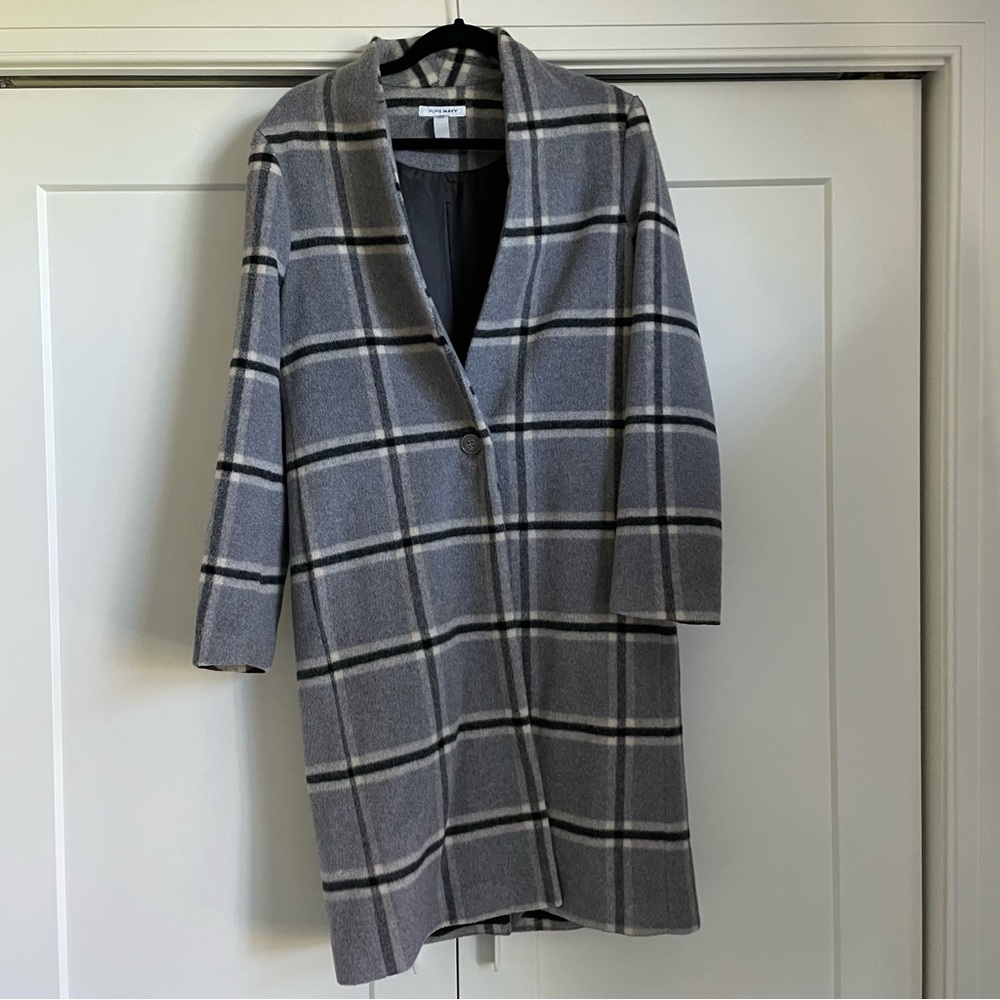 Pure Navy Plaid wool coat - Picture 2 of 7